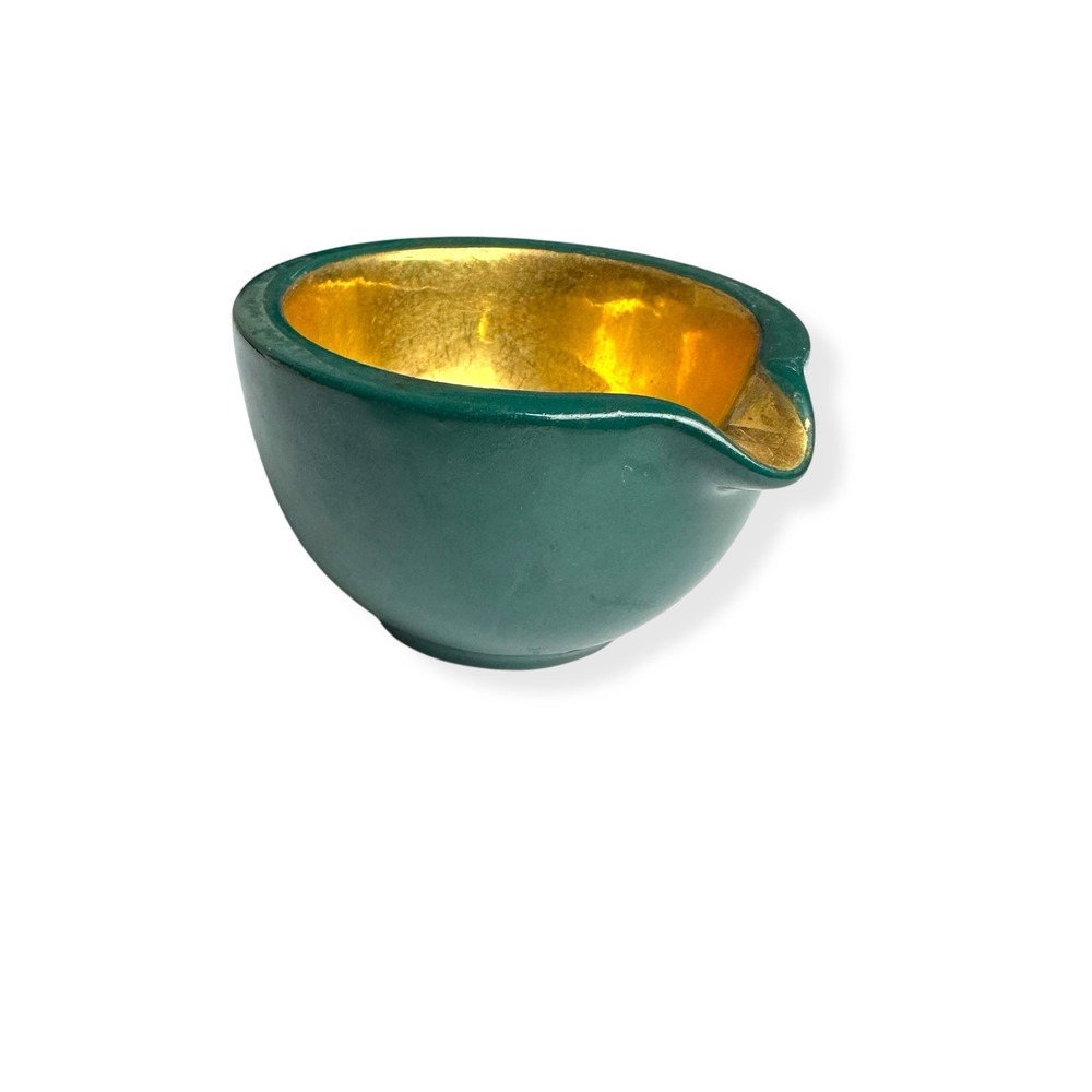 Vintage Ceramic Mortar & Pestles Green Gold 3.5" Small Bowl Dish RX Herb Grinder - Picture 14 of 14